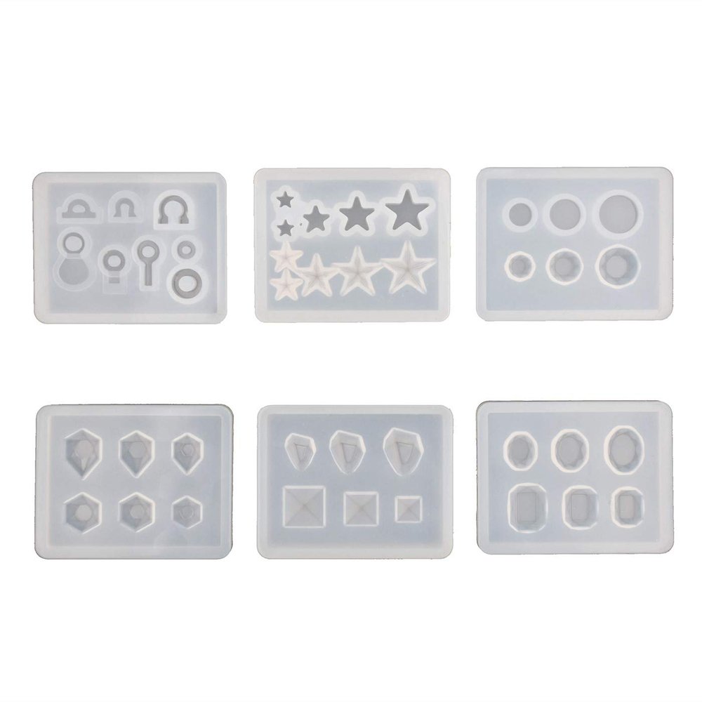 Silicone Mold for Jewels Shapes to Mold - Resin Ear Stud Earrings molds - Epoxy Resin Charms Casting Mould (6pcs)