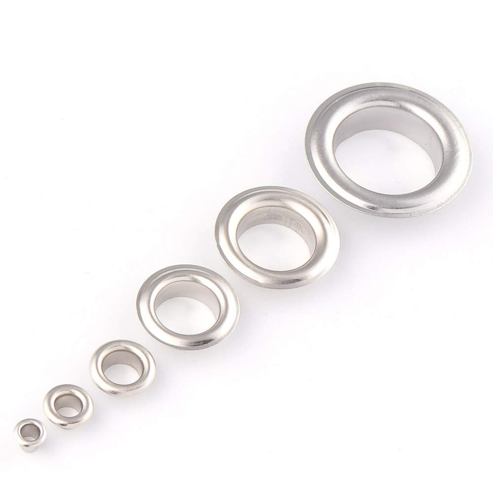 1-21mm Silver Eyelets Grommets with washers Metal Grommets Rivets Metal Eyelets for Canvas Clothes Leather Craft Shoes Purse Accessories (4mm, 100pcs)