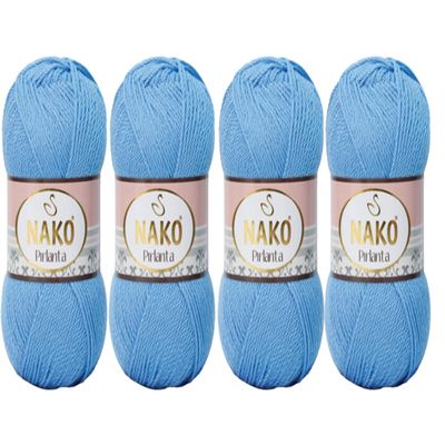 4Pack Nako Pirlanta Knitting Rope Each Skein(Ball) 3.53 Oz (100g) Amigurumi, Or Baby Yarn (Live Blue 6976)