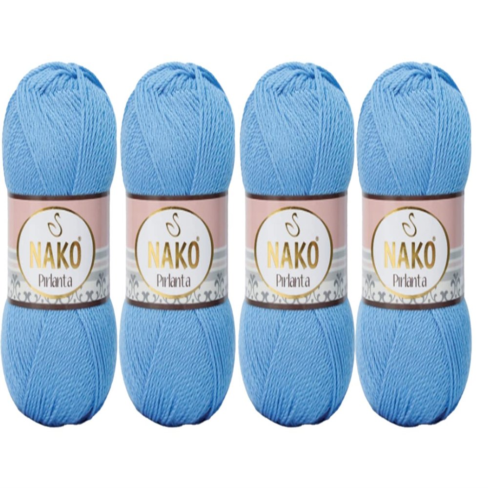 4Pack Nako Pirlanta Knitting Rope Each Skein(Ball) 3.53 Oz (100g) Amigurumi, Or Baby Yarn (Live Blue 6976)