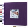 8 x 8 Inch Small DIY Scrapbook Photo Album with Window Design Cover 80 Pages Craft Paper Memory Book for Weeding Family Travel and Baby (Purple) view 1