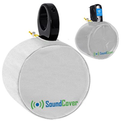 SoundCover White 600D Marine Wake Tower Speaker Covers Medium (H 9.8" W 9.8" D 12") Weather-Resistant Covers for Marine & ATV Speakers