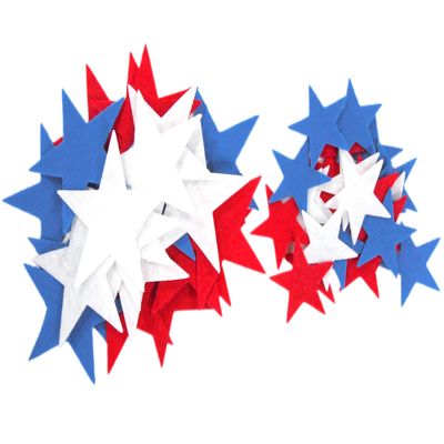 Playfully Ever After 1.5 and 3 inch Combo Size Felt Star Stickers 46pc (Red, White, & Blue)