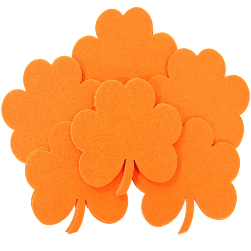 Playfully Ever After 4 Inch Felt Clover Stickers 12pc Pack (Orange)