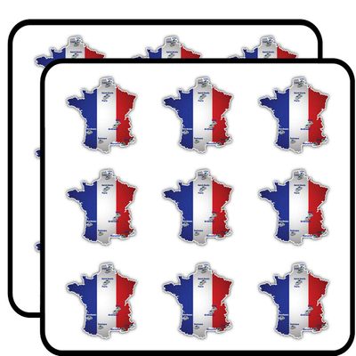 France Soccer Stadium Map Flag Art Decor Planner Calendar Scrapbooking Crafting Stickers 2" Each 18 Pack
