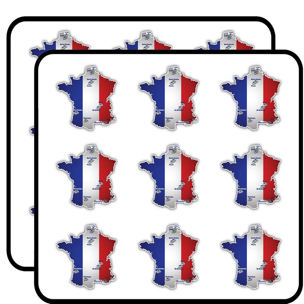 France Soccer Stadium Map Flag Art Decor Planner Calendar Scrapbooking Crafting Stickers 2" Each 18 Pack