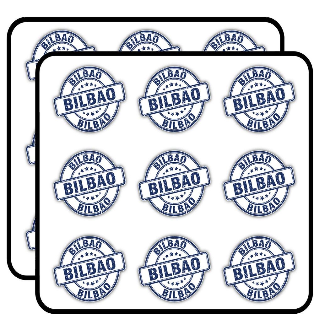 Bilbao Grunge Travel Stamp Art Decor Planner Calendar Scrapbooking Crafting Stickers 2" Each 18 Pack