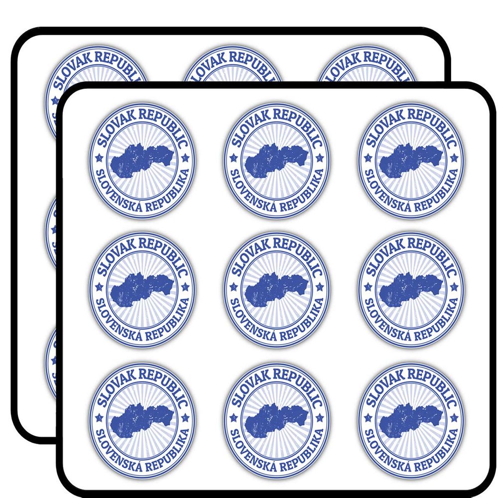 Slovakia Map Grunge Stamp Art Decor Planner Calendar Scrapbooking Crafting Stickers 2" Each 18 Pack
