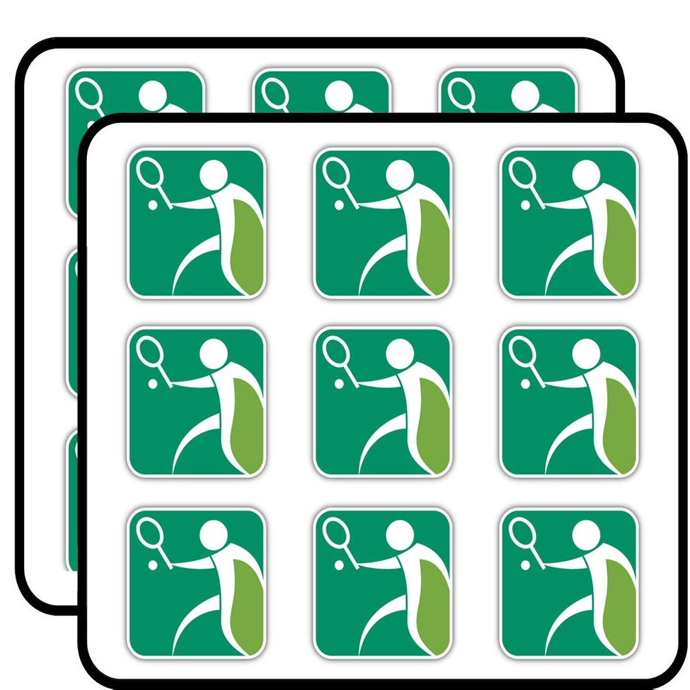 Tennis Sport Label Art Decor Planner Calendar Scrapbooking Crafting Stickers 2" Each 18 Pack