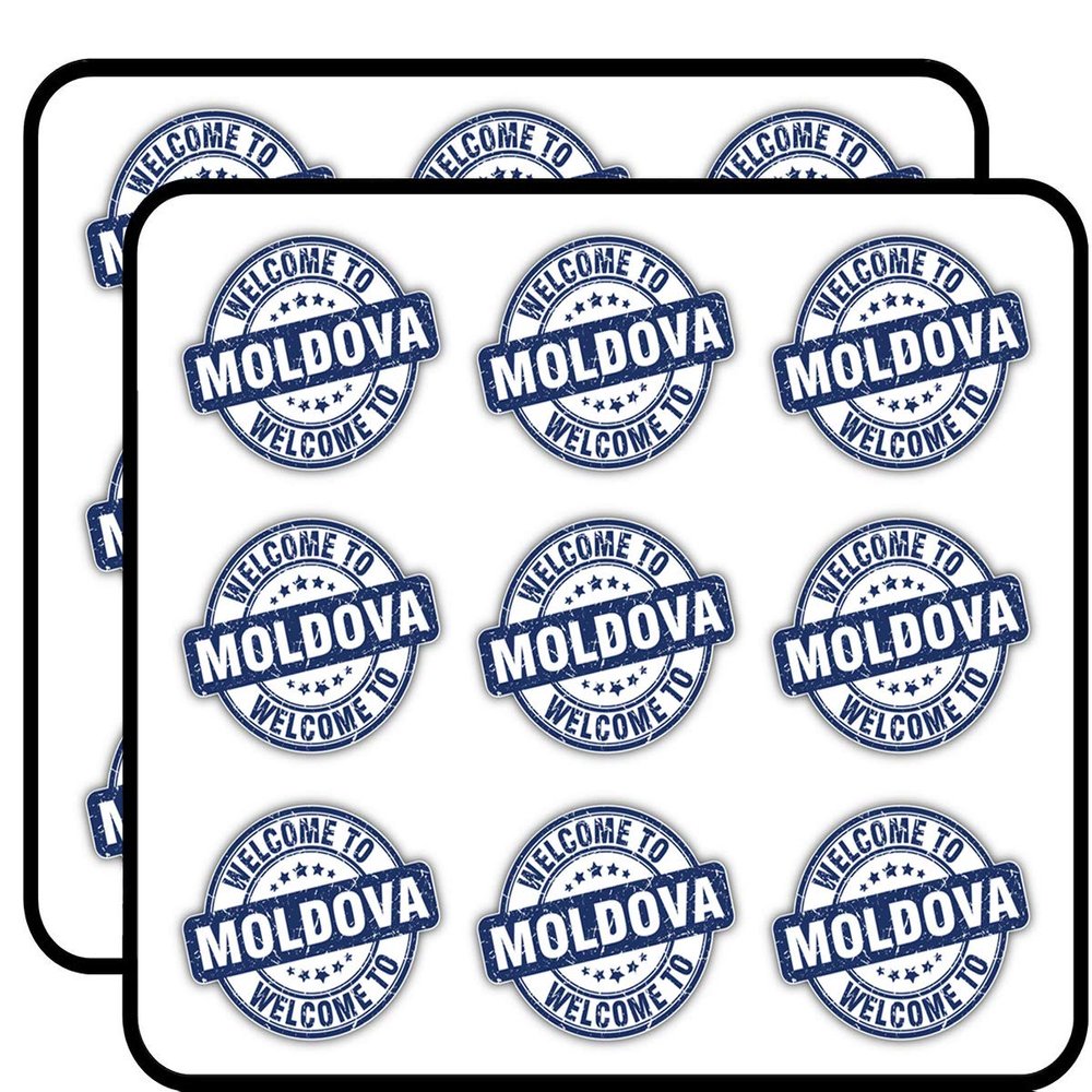 Moldova Grunge Welcome Travel Stamp Art Decor Planner Calendar Scrapbooking Crafting Stickers 2" Each 18 Pack