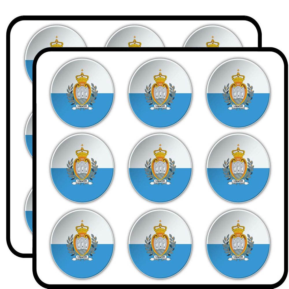 San Marino World Flag Button Art Decor Planner Calendar Scrapbooking Crafting Stickers 2" Each 18 Pack