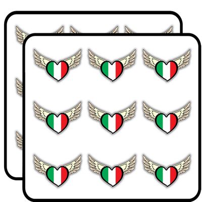 Italy Flag Wings Heart Art Decor Planner Calendar Scrapbooking Crafting Stickers 2" Each 18 Pack