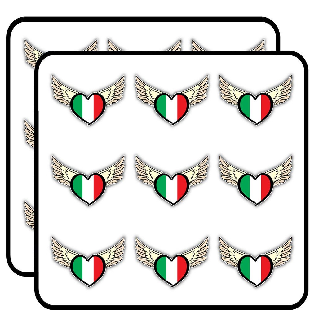 Italy Flag Wings Heart Art Decor Planner Calendar Scrapbooking Crafting Stickers 2" Each 18 Pack