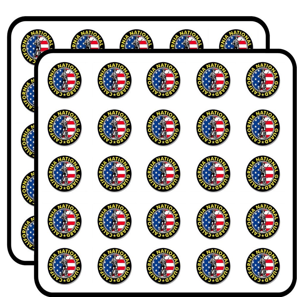 Round California National Guard Seal (Logo ca cali) Sticker for Scrapbooking, Calendars, Arts, Kids DIY Crafts, Album, Bullet Journals 50 Pack