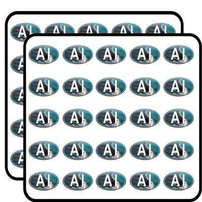 Oval AI Amelia Island (Nassau Florida sea) Sticker for Scrapbooking, Calendars, Arts, Kids DIY Crafts, Album, Bullet Journals 50 Pack