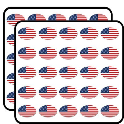 Oval American Flag Bright red White and Blue us USA Sticker for Scrapbooking, Calendars, Arts, Kids DIY Crafts, Album, Bullet Journals 50 Pack