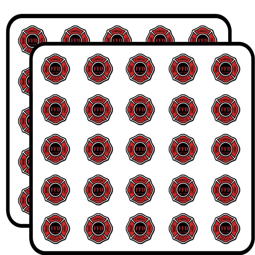 Fargo ND Fire Dept Maltese Shaped (North Service Firefighter) Sticker for Scrapbooking, Calendars, Arts, Kids DIY Crafts, Album, Bullet Journals 50 Pack