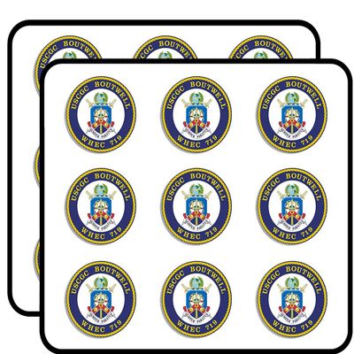 Round USCGC BOUTWELL WHEC 719 Seal (Logo Coast Guard Cutter) Sticker for Scrapbooking, Calendars, Arts, Album, Bullet Journals 2" 18 Pack
