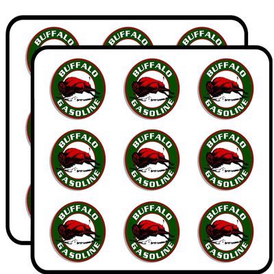 Round Buffalo Gasoline Logo (Rat Rod car Old Emblem) Sticker for Scrapbooking, Calendars, Arts, Album, Bullet Journals 2" 18 Pack