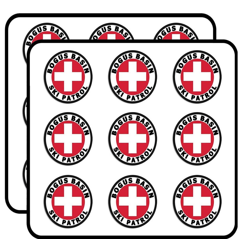 Round Bogus Basin SKI Patrol (ID Idaho Snow) Sticker for Scrapbooking, Calendars, Arts, Album, Bullet Journals 2" 18 Pack