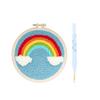 Exceart DIY Punch Embroidery Tools 20cm Round Embroidery Base Cloth Scissor Wools Thread Accessories 1Set(Small Rainbow) view 1