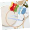 Exceart DIY Punch Embroidery Tools 20cm Round Embroidery Base Cloth Scissor Wools Thread Accessories 1Set(Small Rainbow) view 4