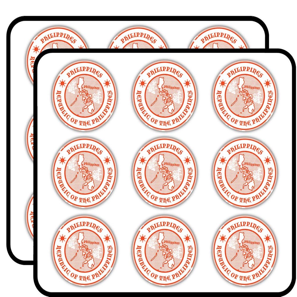 Philippines Map Grunge Rubber Stamp Art Decor Planner Calendar Scrapbooking Crafting Stickers 2" Each 18 Pack