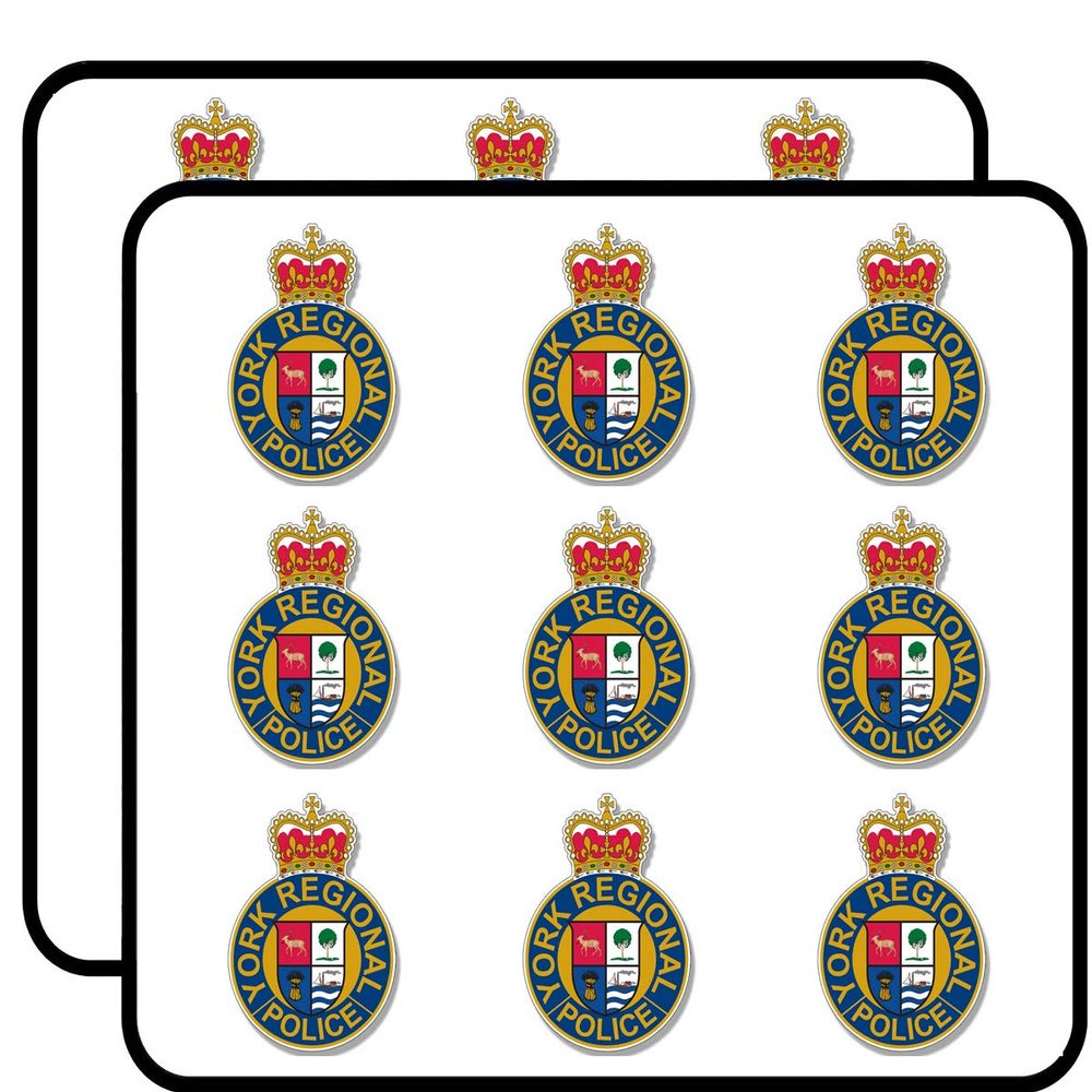 York Regional Police Badge Shape - Canada Ontario Crest Law Sticker for Scrapbooking, Calendars, Arts, Album, Bullet Journals 2" 18 Pack