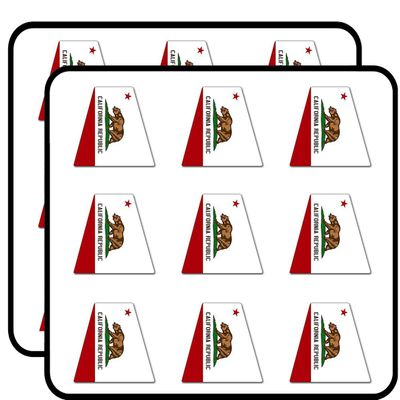 Firefighter Tetrahedron Shaped California Flag (Logo fire) Sticker for Scrapbooking, Calendars, Arts, Album, Bullet Journals 2" 18 Pack