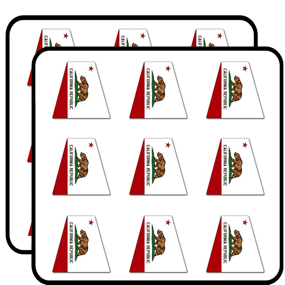 Firefighter Tetrahedron Shaped California Flag (Logo fire) Sticker for Scrapbooking, Calendars, Arts, Album, Bullet Journals 2" 18 Pack