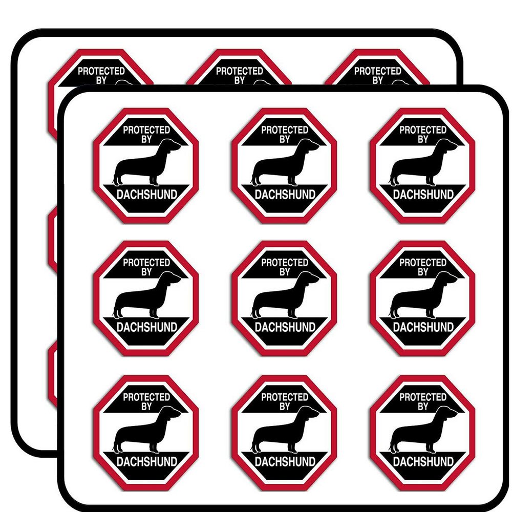 Octangular Protected by Dachshund (Funny Dog Breed Love) Sticker for Scrapbooking, Calendars, Arts, Album, Bullet Journals 2" 18 Pack