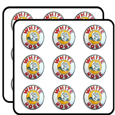 Round Vintage White Rose Gas (Gasoline Logo Old Rat Rod) Sticker for Scrapbooking, Calendars, Arts, Album, Bullet Journals 2" 18 Pack