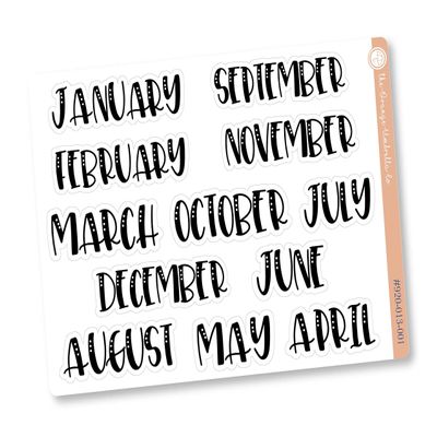 Monthly View Month Name Stickers, 7x9 ECLP Planner, 8x10 Softbound ECLP Stickers (B-343-B)