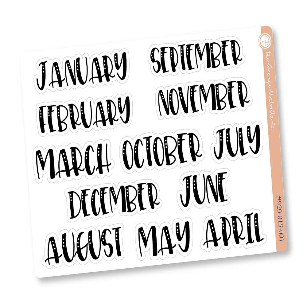 Monthly View Month Name Stickers, 7x9 ECLP Planner, 8x10 Softbound ECLP Stickers (B-343-B)