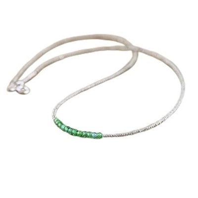 WORLD WIDE GEMS 925 sterling Silver Grounding 3-3.5mm stacking Green Green Zircon Necklace Round, Faceted 16" for mens, womens, gf, bf & Adult.