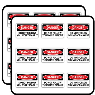 Danger Do Not Follow You Won't Make It Sign 2" 18 Pack Planner Calender Scrapbooking Crafting Stickers