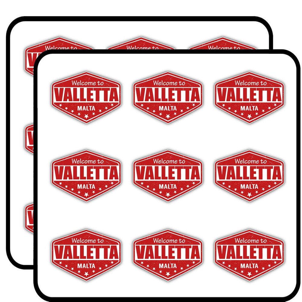 Valletta City Malta Grunge Travel Stamp 2" 18 Pack Sticker for Scrapbooking Waterproof Vinyl Stickers for Water Bottle, Laptop & Phone Case