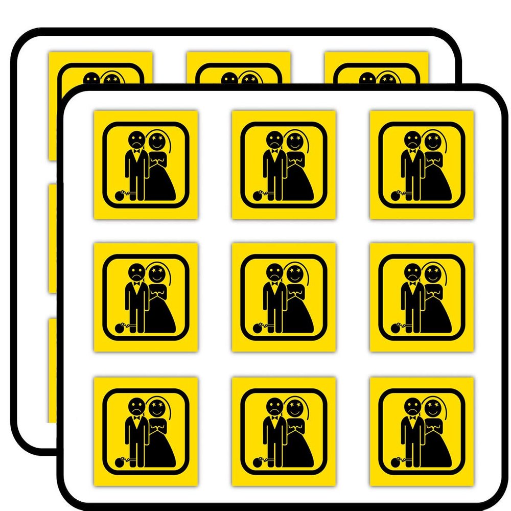Game Over Wedding Warning Sign Funny Humor 2" 18 Pack Sticker for Scrapbooking Waterproof Vinyl Stickers for Water Bottle, Laptop & Phone Case