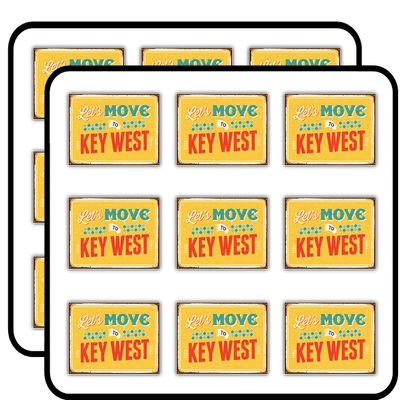Let's Move to Key West Vintage Travel Label Art Decorative 2" Scrapbooking Sticker Waterproof Vinyl Stickers for Water Bottle, Laptop & Phone Case 18 Pack