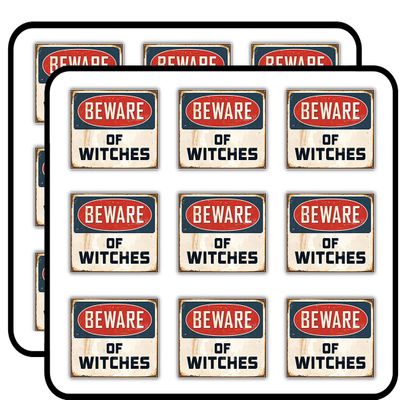 Beware of Witches Vintage Sign Art Decorative 2" Scrapbooking Sticker Waterproof Vinyl Stickers for Water Bottle, Laptop & Phone Case 18 Pack