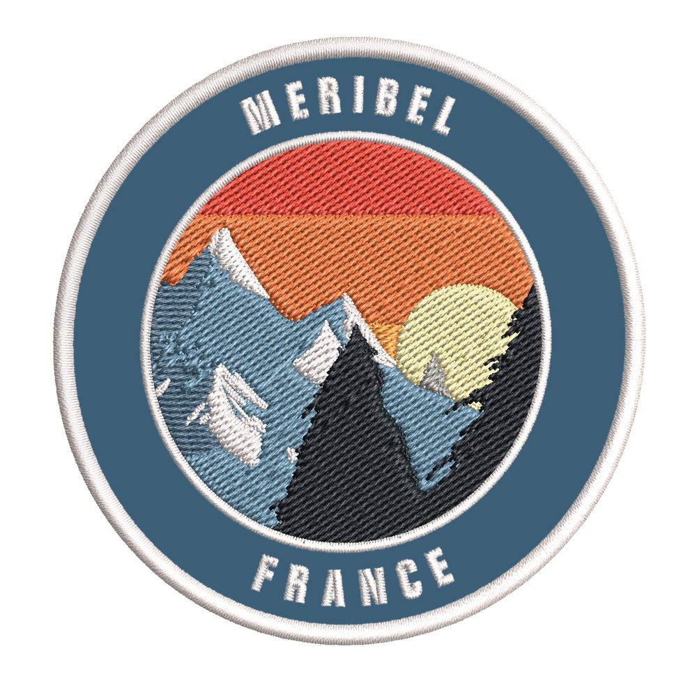 Meribel, France Ski Restort Mountain Embroidered Premium Patch DIY Iron-on or Sew-on Decorative Badge Emblem Vacation Souvenir Travel Gear Clothes Appliques