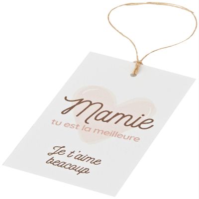 Mopec Mamie tu est la meilleure Tarjeton + Cord 6x10cm, Pack of 25, White, One Size
