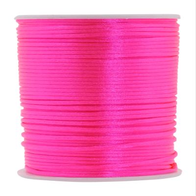 Mandala Crafts Nylon Satin Cord 2mm Rattail Cord Hot Pink String - 100 Yds Nylon Chinese Knotting Cord Rat Tail Silk Cord for Bracelet Necklace Jewelry Making Macrame Trim