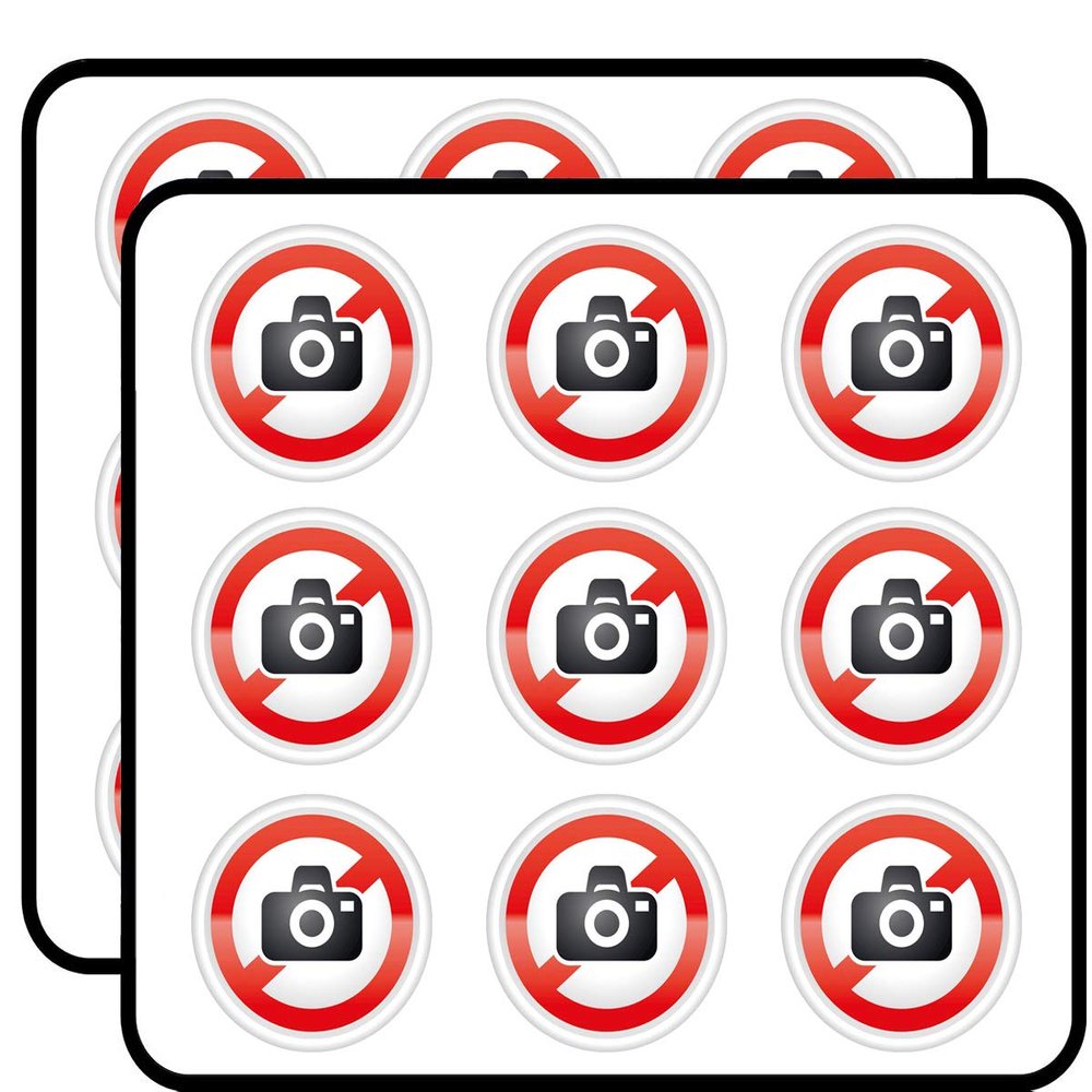 Ban Stop Sign No Photo 2" 18 Pack Sticker for Scrapbooking Waterproof Vinyl Stickers for Water Bottle, Laptop & Phone Case