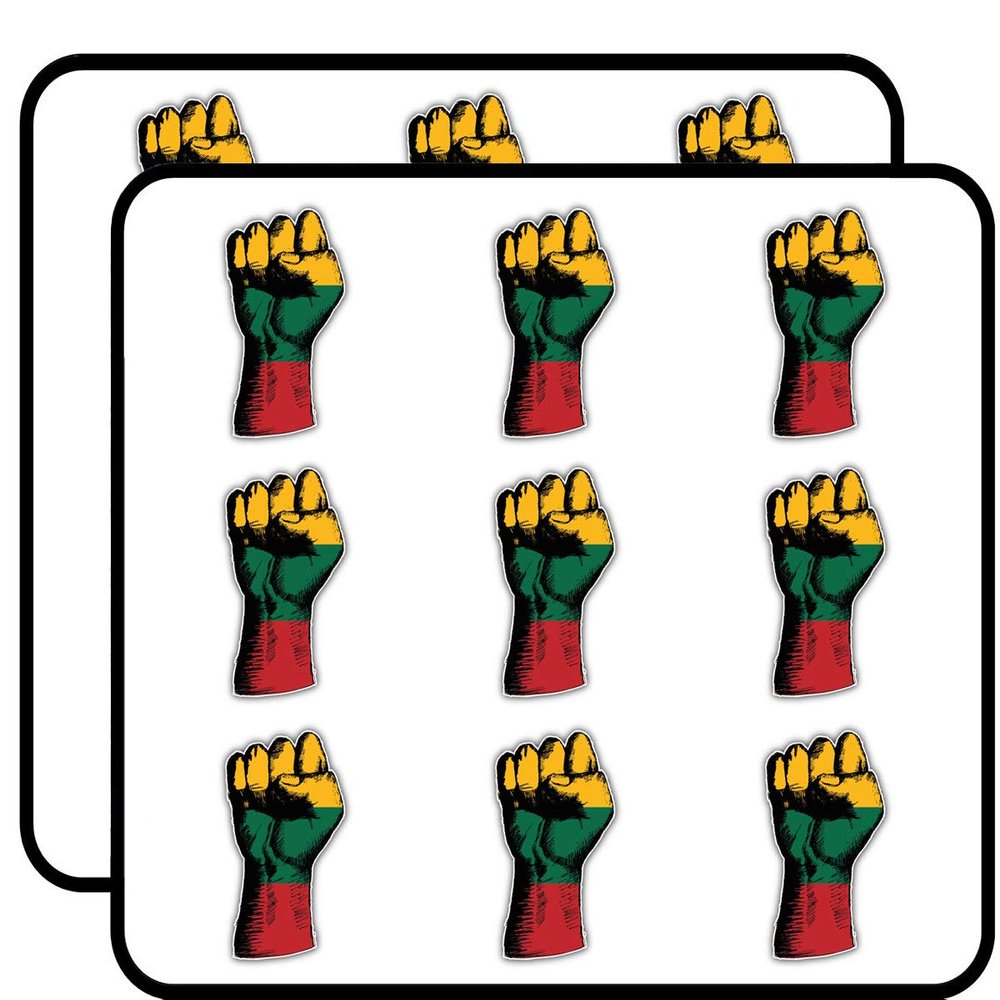 Lithuania Flag Hand 2" 18 Pack Sticker for Scrapbooking Waterproof Vinyl Stickers for Water Bottle, Laptop & Phone Case