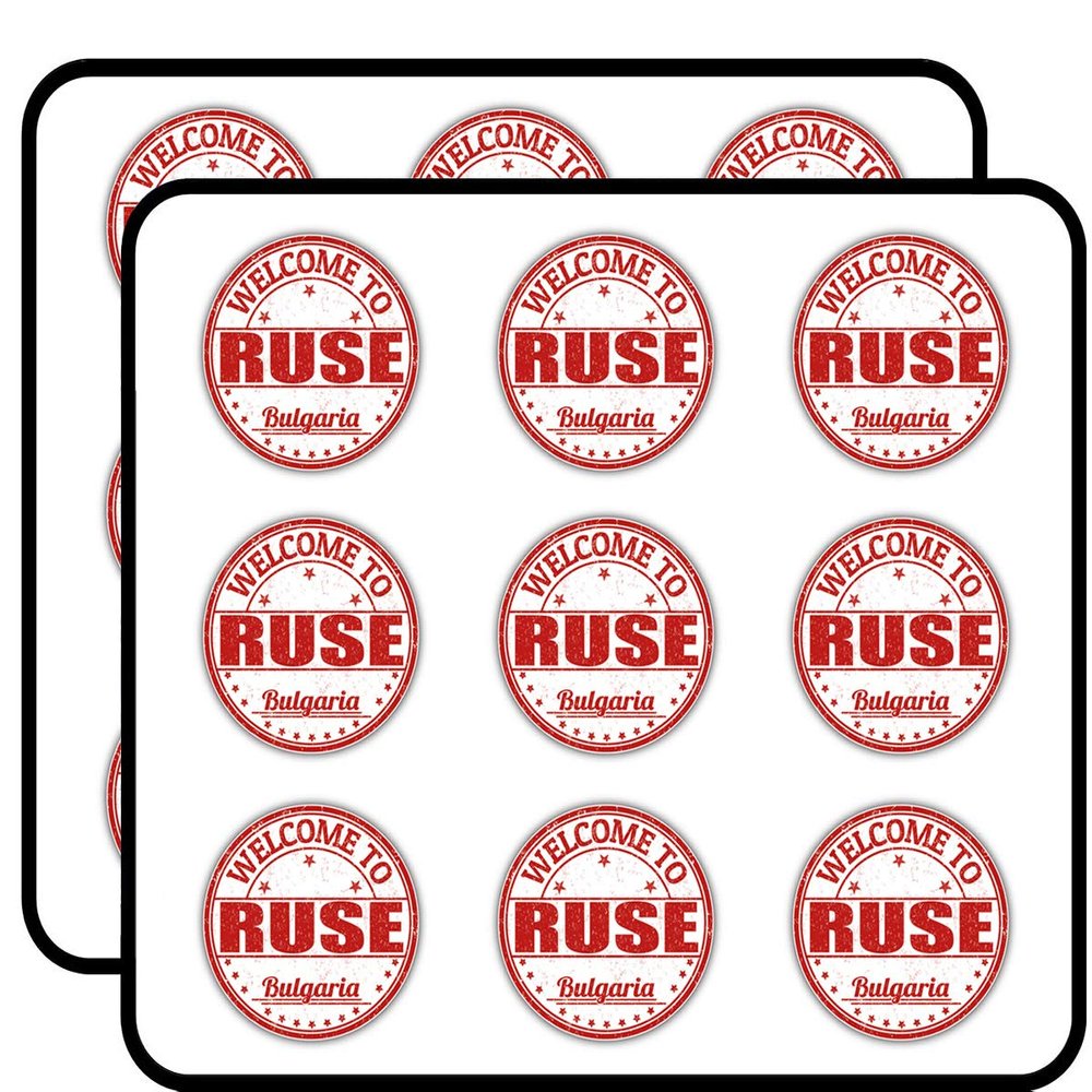 Ruse City Bulgaria Grunge Welcome Stamp 2" 18 Pack Sticker for Scrapbooking Waterproof Vinyl Stickers for Water Bottle, Laptop & Phone Case