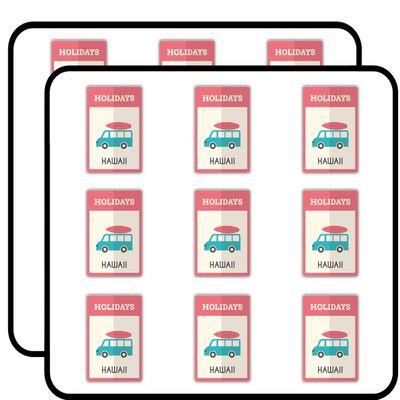 Bus Travel Holidays Hawaii 2" 18 Pack Sticker for Scrapbooking Waterproof Vinyl Stickers for Water Bottle, Laptop & Phone Case