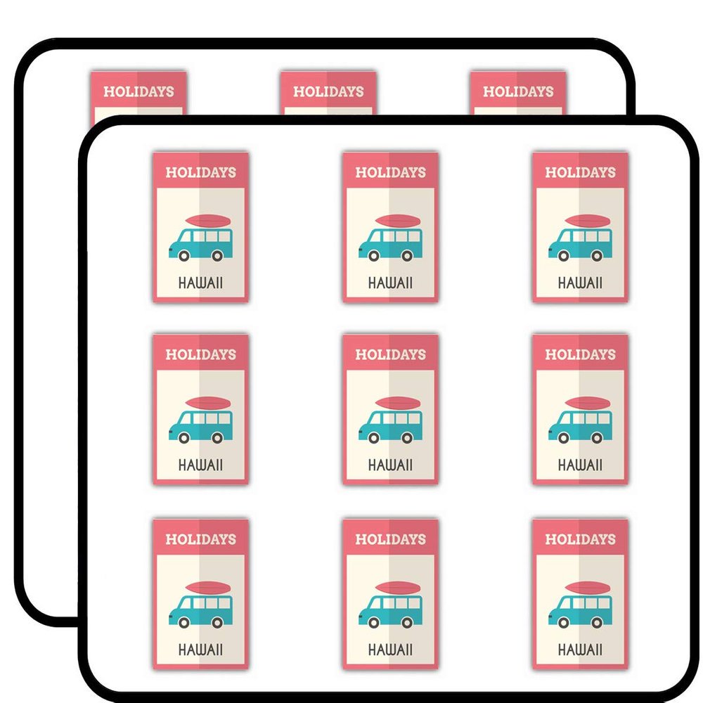 Bus Travel Holidays Hawaii 2" 18 Pack Sticker for Scrapbooking Waterproof Vinyl Stickers for Water Bottle, Laptop & Phone Case