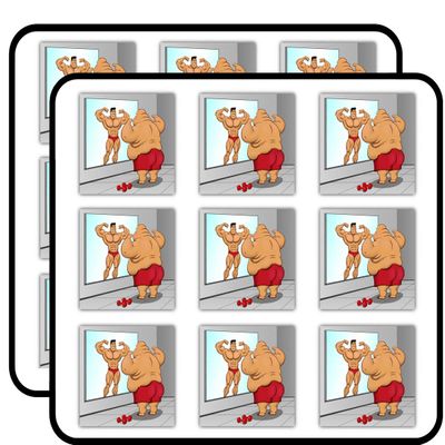 Fat Man Reflection Funny Gym Bodybuilding 2" 18 Pack Sticker for Scrapbooking Waterproof Vinyl Stickers for Water Bottle, Laptop & Phone Case