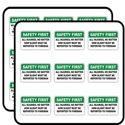 Safety First Warning Sign All Injuries 2" 18 Pack Planner Calender Scrapbooking Crafting Stickers
